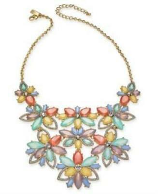 I.n.c. Gold-Tone Crystal & Stone Flower Statement Necklace, 17 + 3 Extender