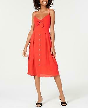 Teeze Me Juniors Bow-Tie Button MIDI Dress - Tangerine, Size 1