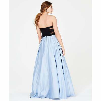 Blondie Nites Juniors Strapless Crisscross Gown Blue/Black, Size 3