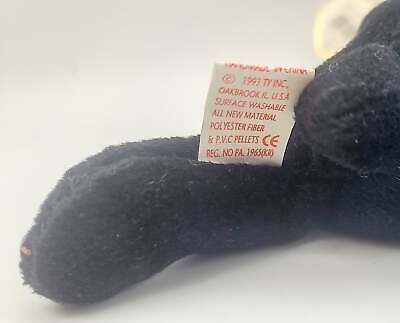 Ty Beanie Baby Blackie the Bear Ultra Rare, PVC Pellets, Major Tag
