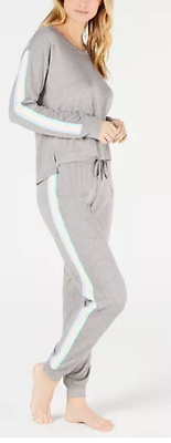 Jenni Soft Knit Pajama Set, Rainbow Stripe, Size Large