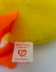 Ty Beanie Babies Quackers the Duck 1994– P.V.C. Pellets With Tag and Errors