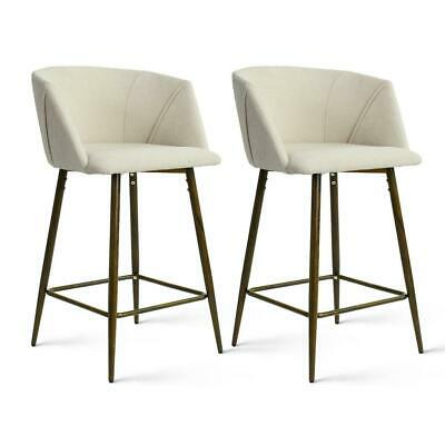 Elevens Wide Barrel Shape Upholstered Metal Frame 26 In. Counter Stool, Set of 2