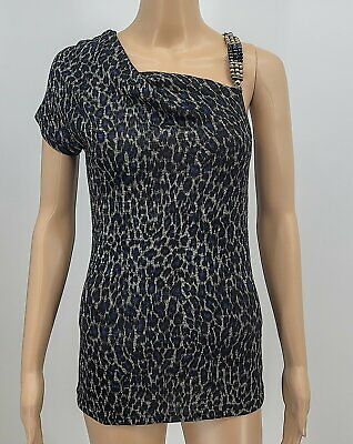 Charlotte Russe Womens Animal Print Cheetah One Shoulder Top, Size Small