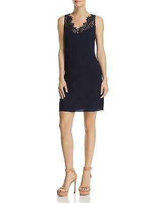 Aqua Women's Lace-Trim Shift Dress, Navy Size Medium