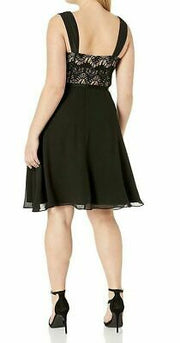 City Chic Womens Plus Lace Overlay Sleeveless Party Dress
