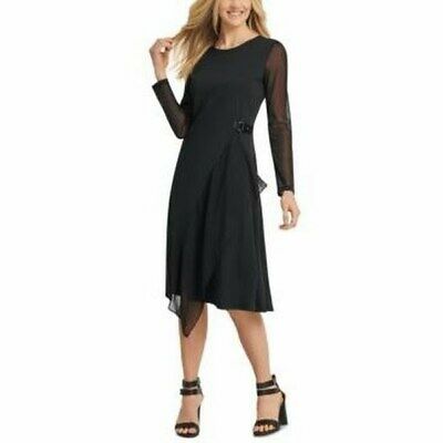 DKNY Womens Illusion Sleeve Dress