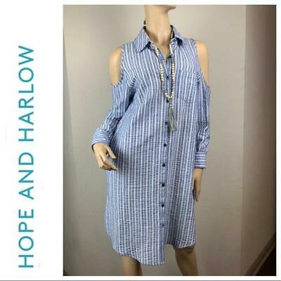 Hope & Harlow Striped Nautical Shirt Dress, Size 10