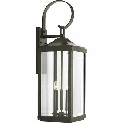 Progress Lighting 31in Three-Light Large Wall-Lantern in Antique Bronze