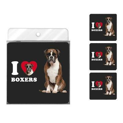 Tree-Free Greetings I Heart Boxers 4-Pack Artful Coasters Set