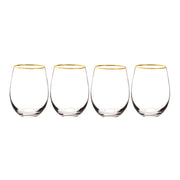 4 Cathys Concepts Personalized Gold Rim Stemless Wine Glasses