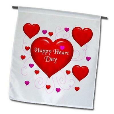 Garden Flag, 12 by 18-Inch, HEARTS HAPPY HEART
