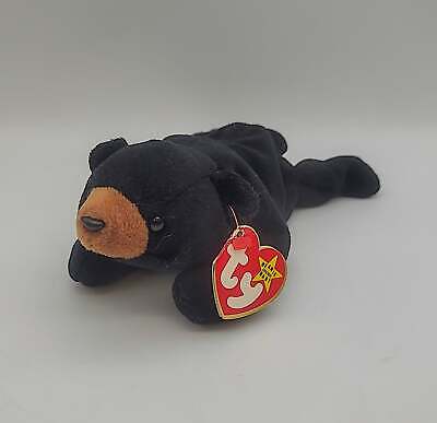 Ty Beanie Baby Blackie the Bear Ultra Rare, PVC Pellets, Major Tag Errors, Mint