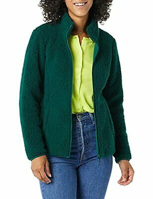 Amazon Essentials Womens Polar Fleece Lined Sherpa Full-Zip Jacket, Green, Large