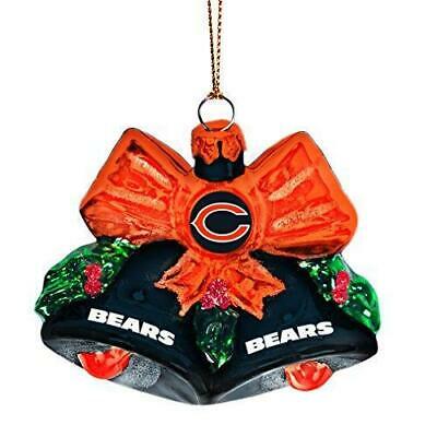 Chicago Bears NFL Blown Glass Holiday Bells Ornament