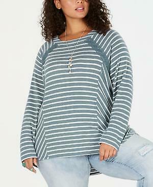 Eyeshadow Trendy Women's Plus Size Striped Crochet-Trim Top, Size 2X