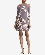 American Living Womens Floral Print Cold Shoulder Dress Grey/Blush 12