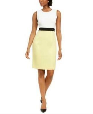 Kasper Petite Sleeveless Crepe Colorblocked Dress,Size 10P