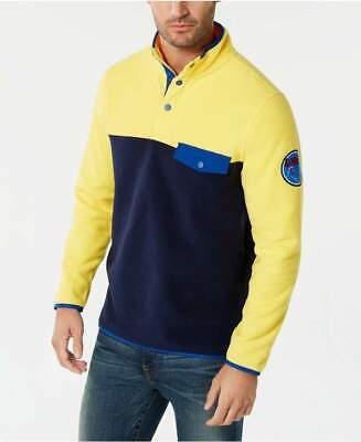 Club Room Mens Button-Pocket Colorblocked Fleece Pullover, Size 3XL