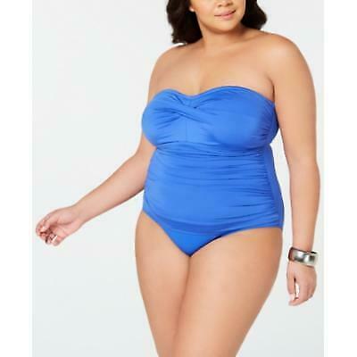 Ralph Lauren SEA Blue Plus Beach Club Slimming One Piece Swimsuit,Size 20W