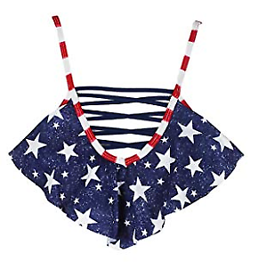 California Waves Juniors Navy Americana Strappy Flounce Bikini Top, Size Small