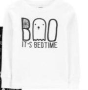 Carters  Kids Boo! Its Bedtime Snug-Fit Long-Sleeve Pajama Top/4T/White