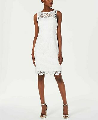 Adrianna Papell Illusion Neck Lace Sheath Dress, Size 2