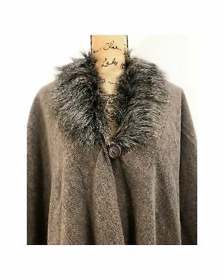 Charlie Paige Faux Fur Brown Cape with Fringe One Size