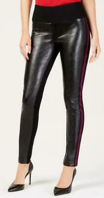 INC Faux-Leather-Front Skinny Side Striped Pants, Various Sizes
