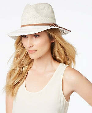 I.n.c. Striped-Brim Panama Hat,50+ UV protection