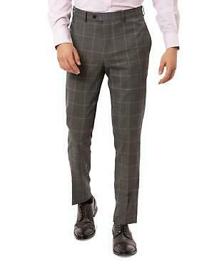 Tallia Mens Gray Windowpane Plaid Slim Pants