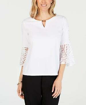 Jm Collection Keyhole Bell-Sleeve Top, Size Large
