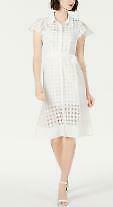 Julia Jordan Ivory Short Sleeve Textured Shirt Dress, Size 16