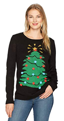 Erika Womens Lynn Twinkle Tree Pullover Ugly Christmas Sweater, Size XL