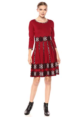 Taylor Womens Full Skirted Printed Retro Sweater Dress, Size XL