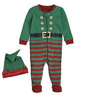 Petit Lem Boys Elf Sleeper Pajama and Hat Knit Christmas One Piece 12 Months 1yr