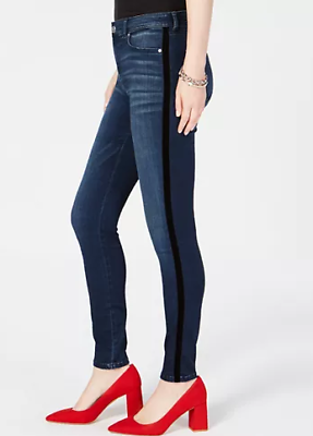 I.n.c. Women's Petite Velvet Racing Stripe Jeans, Size 6P