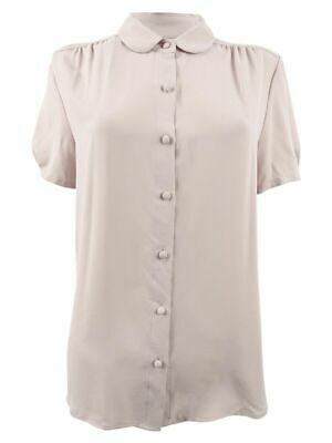 Anne Klein Womens Shirred Button-Front Blouse, Size 12