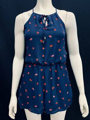 AS U WISH Womens Juicy Watermelon Romper,XS/Navy