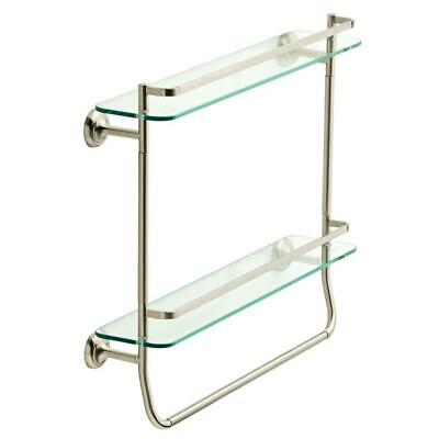 Delta 20 in. W Double Glass Shelf with Towel Bar in Brushed Nickel