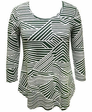 JM Collection Geometric Striped Top, Size XL