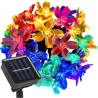 Lightsmax Outdoor 22 Ft. Solar Flower Mini Bulb 50 Led String Light Multi-Color