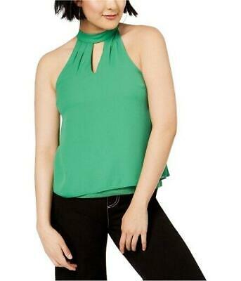 Bar III Womens Keyhole Cold Shoulder Blouse, Green, Size Small