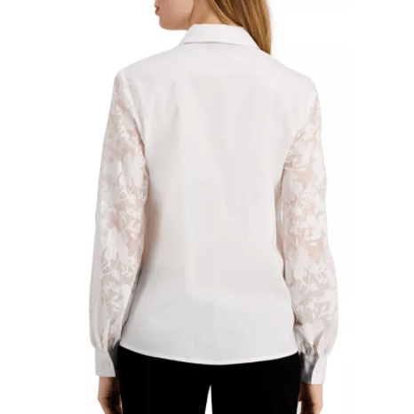 Alfani Lace-Sleeve Button-up Shirt