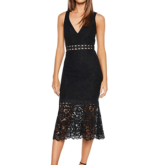 Bardot Women's Fiona Lace Trumpet Dress, Black, Size 6 Vanessa Jane Bardot Women's Fiona Lace Trumpet Dress, Black, Size 6 Vanessa Jane