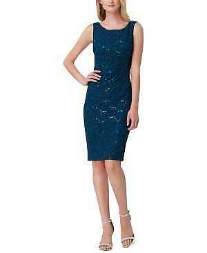 Tahari Womens Blue Sleeveless Above The Knee Body Con Evening Size 8