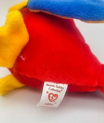 TY Beanie Baby Jabber the Parrot Bird Retired Rare Date Errors Mint 1997 w/Case