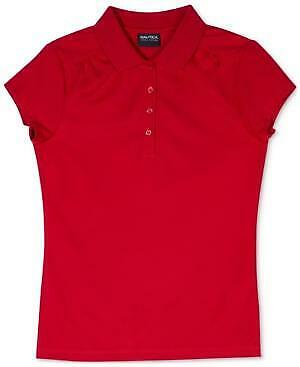 Nautica Big Girls Plus-Size Performance Polo Shirt-L(12.5-14.5)/Red