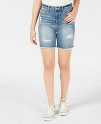 Celebrity Pink Juniors Ripped Denim Bermuda Shorts, Size 0