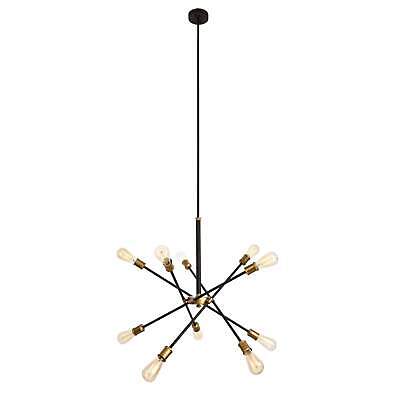 Elegant Lighting Axel 10 Light Chandelier in Black and Brass